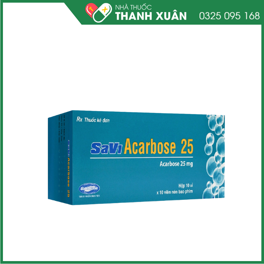 Savi Acarbose 25 trị đái tháo đường tuýp 2